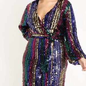 Jumpsuit Full Length Long Sleeve Plus Size 22/24 Sequin Multicolor